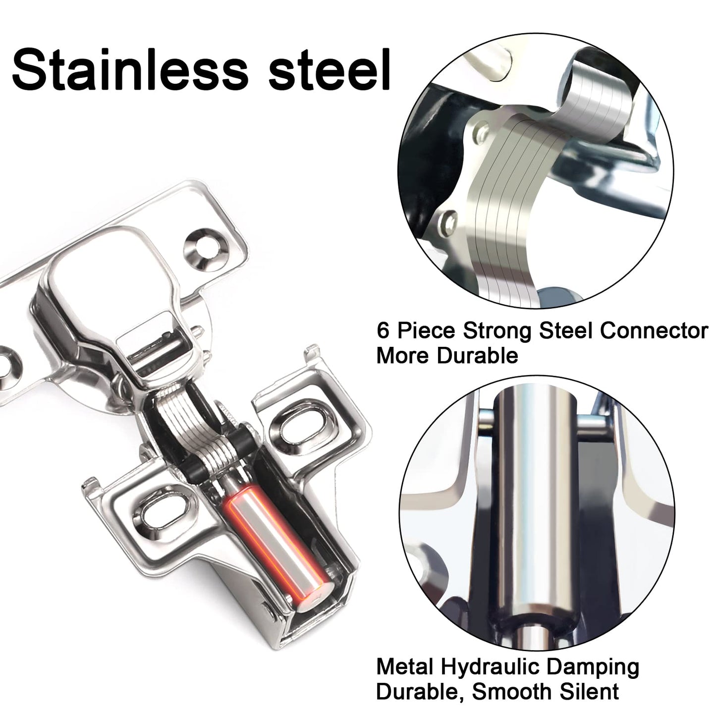 BESTEEL 24 Pack 1/2 inch Overlay Soft Close Cabinet Door Hinges for Kitchen Cabinet Hinges, 100 Degree Opening Angel, Stainless Concealed Kitchen Cabinets Hinge Self Closing with Drilling Tool &Manual