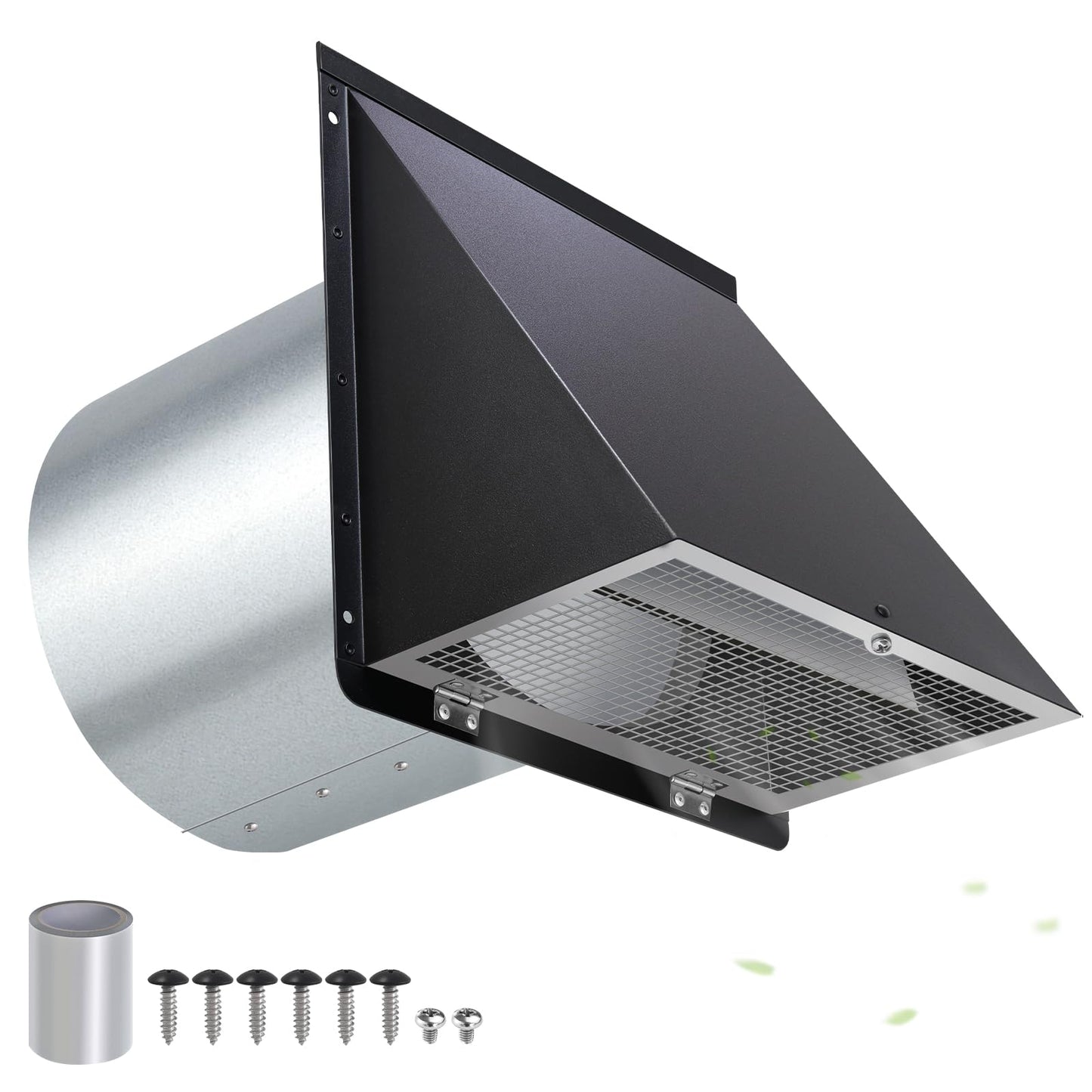 10 Inch Wall Vent Cover,Exhaust Vent Hooded Wall Vent with Screen and Damper,Outdoor Wall Exhaust Vent Cap Exterior Air Vent Cover for Kitchen Range Hood HVAC Duct Dryer Ventilation,Galvanized Steel