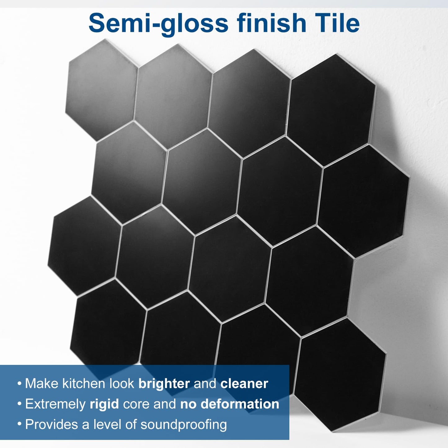 Yipscazo 10 Sheets Hexagon Peel and Stick Backsplash,Self Adhesive Luxury Faux Marble Tile,Pure Black Wall Tile for Kitchen, Stick on Backsplash Tiles for Bathroom,RV,Laundry