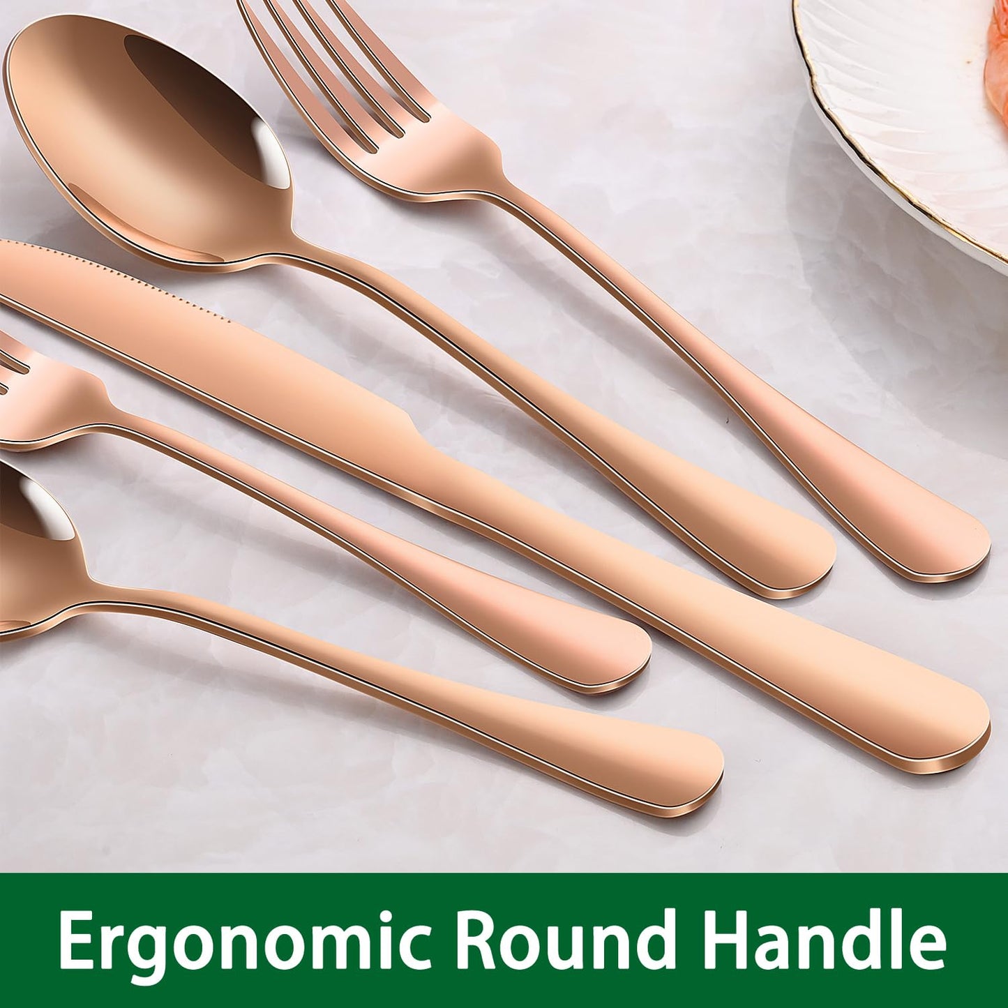 Rose Gold 30-Piece Flatware Sets Service For 6,Pink Silverware Set Includes Knife Spoon And Forks Eating Utensils Sets For Kitchen,Metal Cutlery Set Tableware Sets