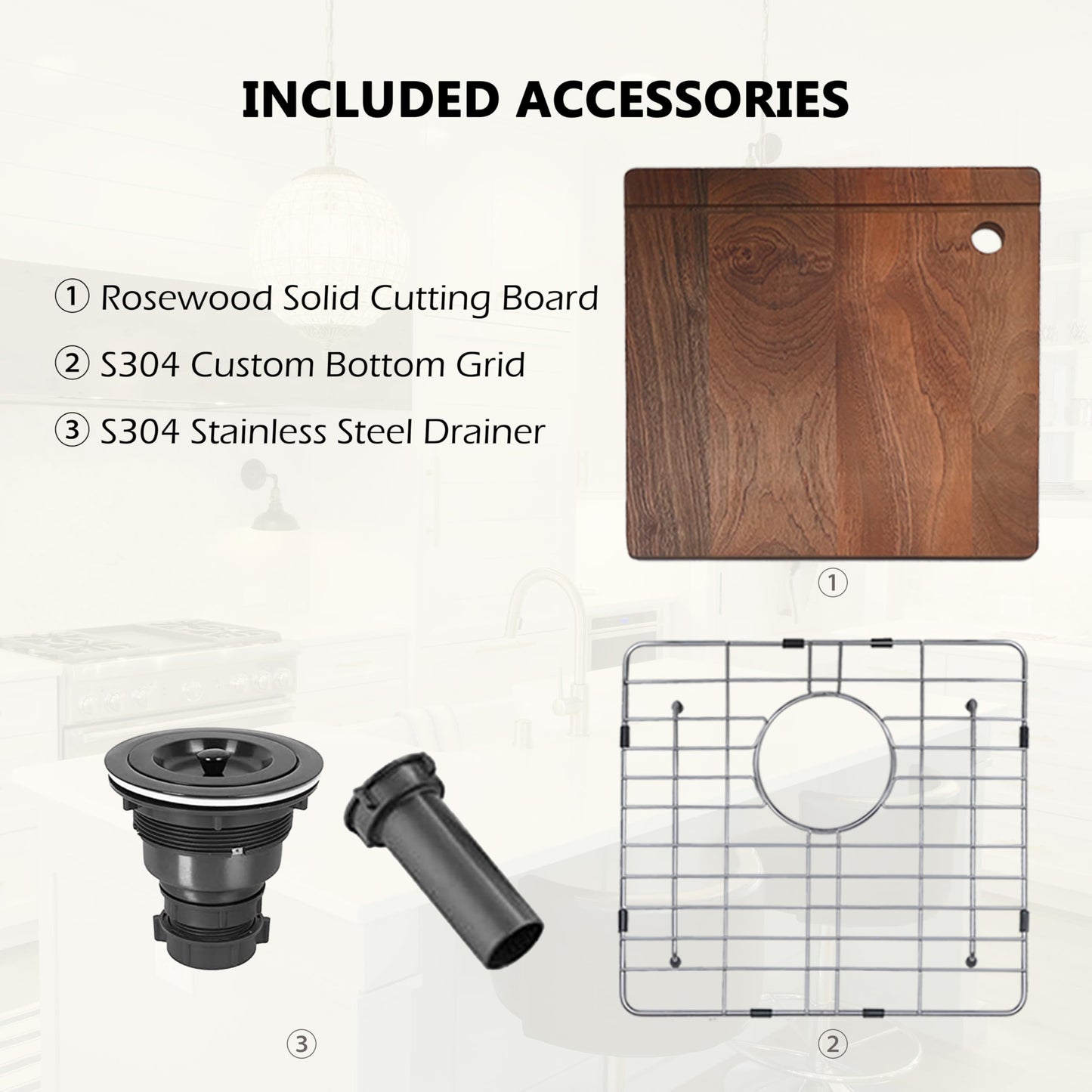 COMLLEN 17x19 Inch Black Drop in Bar Sink, 304 Stainless Steel Utility Kitchen Workstation,Gunmetal 9 Inch Deep Wet Bar Sink, RV Laundry Prep Kitchen Sinks with Dish Grid & Drain & Cutting Board