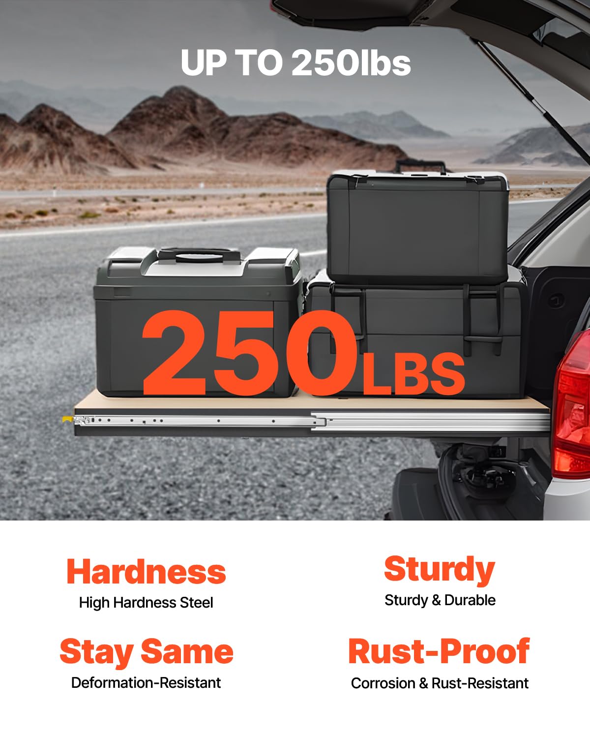 VEVOR Heavy Duty Drawer Slides 60inch, 1 Pair Locking Drawer Slides 250lbs Load Capacity, Side Mount Ball Bearing, 3-Fold Full Extension