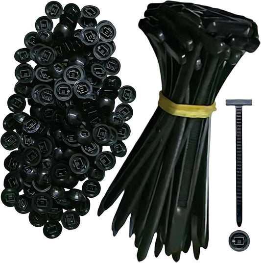 Generic (20PCS) Nylon Universal Cable Tie Buckle Self-Locking Zip Ties with Button Clip Head for Car Bumper Mount
