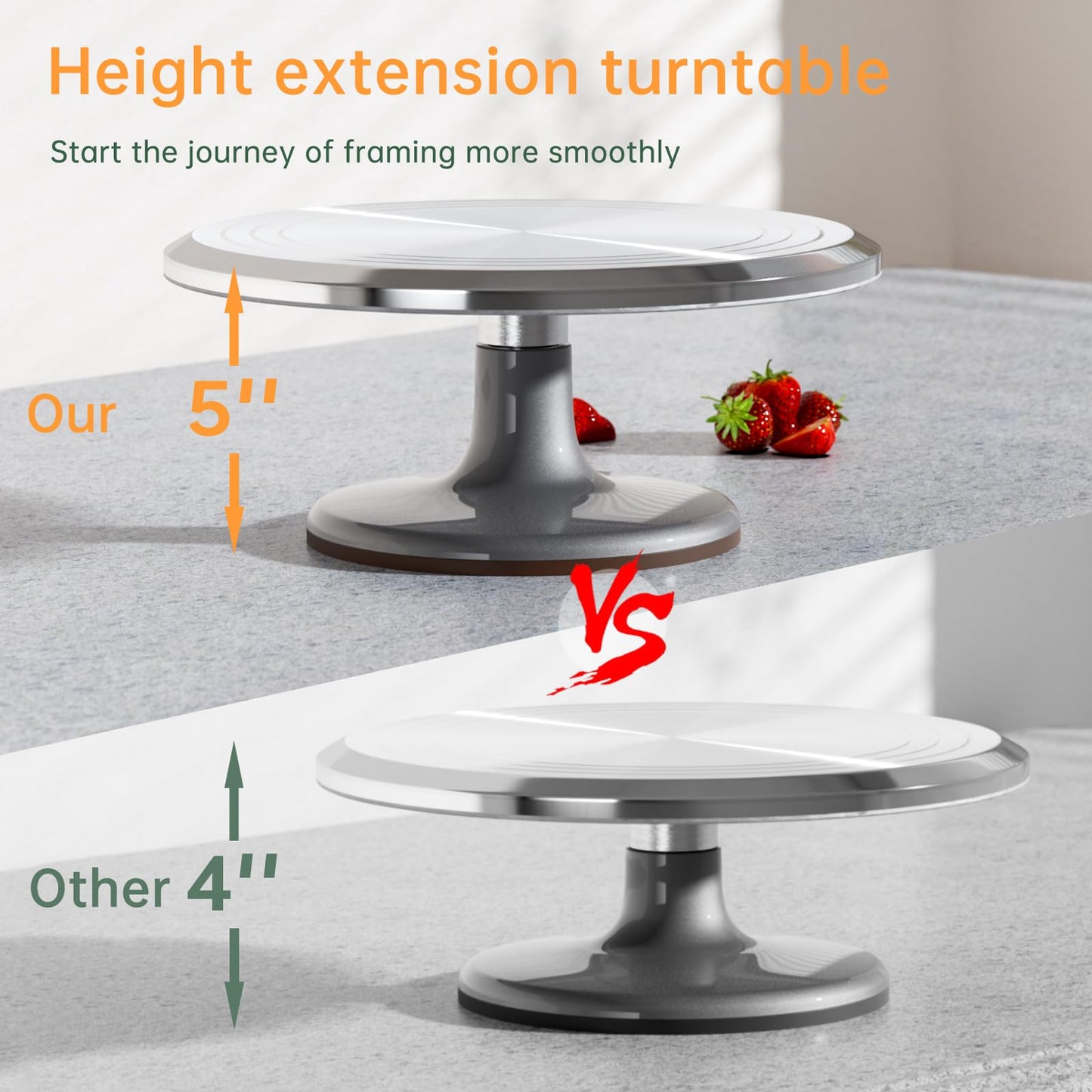 12 Inch Cake Turntable Decorating Stand with Aluminum,Cake Turntable Decorating Kit,Rotating Cake Stand Cake Spinner Stand Leveler Set Pastries Decorations Cake Turner Table Tools