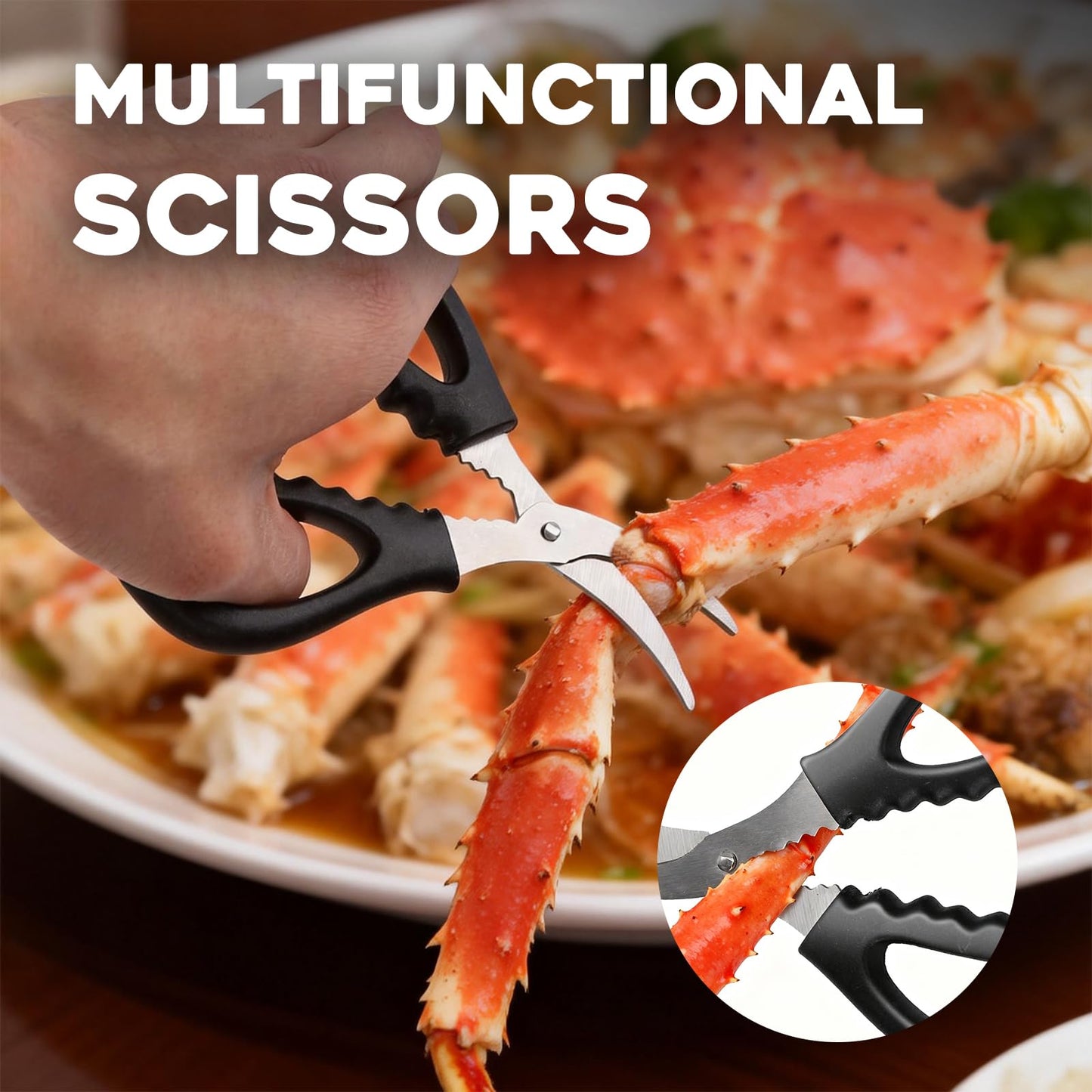 8pcs Premium Crab Crackers and Tools Set, Stainless Steel Crab Leg Cracker Tool, Seafood Scissors, Picks, Shellers, and Storage Bag