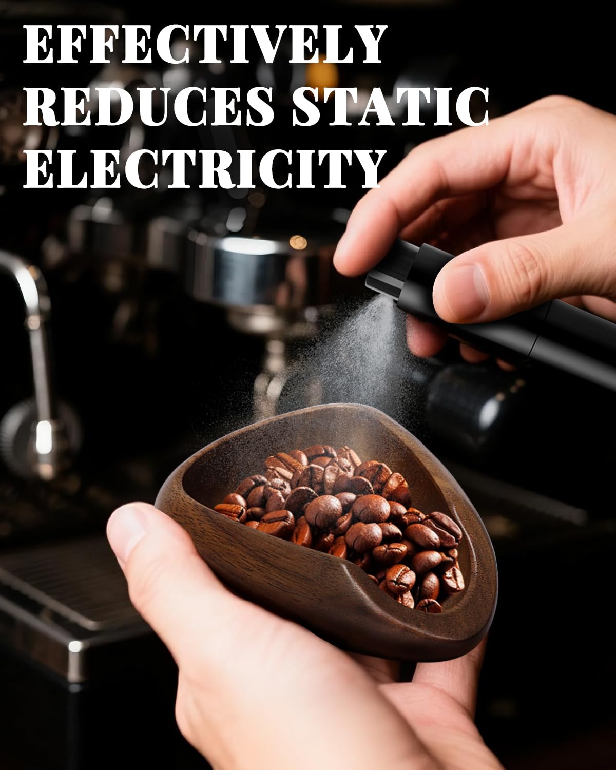 PROKITCHEN Coffee Bean Dosing Cup Set, Walnut Dosing Tray with 15ml Stainless Steel Measuring Spoon & 10ml Coffee spray bottle, Espresso Accessories for Baristas and Home Brewers