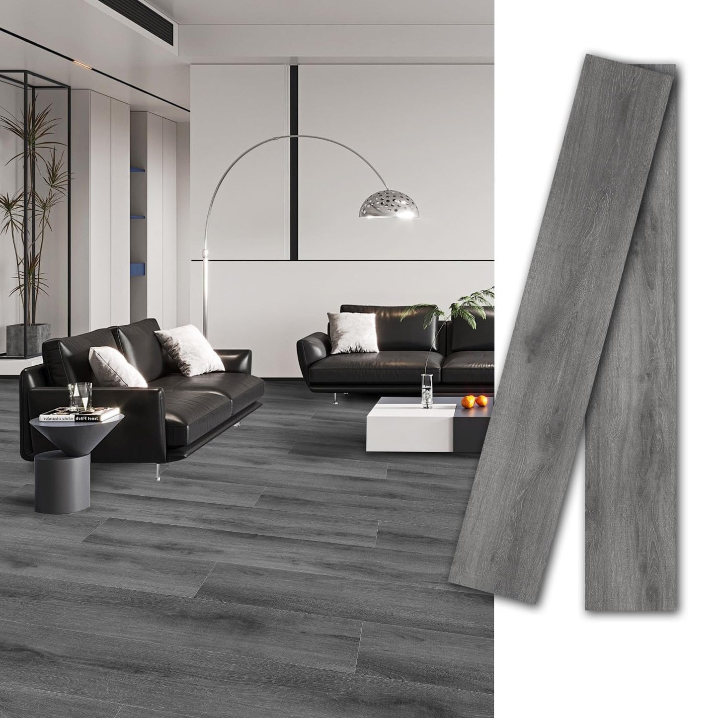 MULGREAT Peel and Stick Floor Tile, 54 Sq.Ft 36 Pieces 36"x6" Long Vinyl Flooring, 1.5mm Thick Waterproof Renter Friendly Self Adhesive Vinyl Plank Flooring for Bedroom RV Kitchen (Grey Oak)
