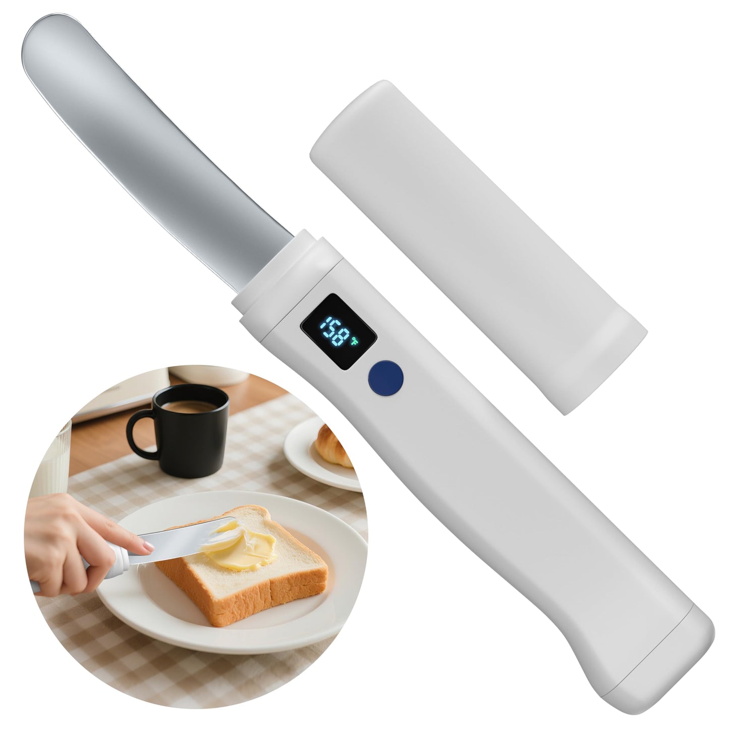 Awvlvwa Heated Butter Knife Spreader-Rechargeable Butter Melter, Cordless Butter Spreader Knife,Heats up in Seconds,Quickly Melt Cold Butter, Jam,Coconut Oil