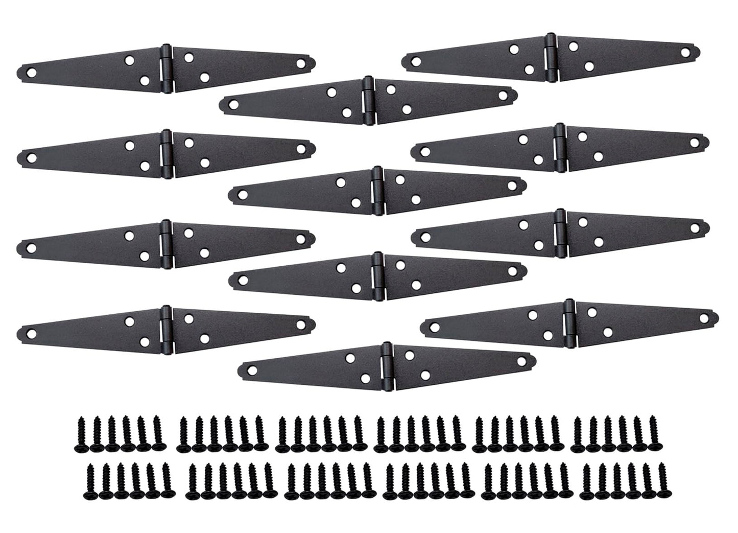 QCAA Light Strap Hinge, Steel, 2-Layered Powder Coated, 4", Elegant Frosted Matte Black, 12 Pack, Made in Taiwan