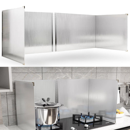 2 PCS Stove Grease Oil Splatter Guard | Range Backsplash Splatter Guard for Wall | 2 Sided Foldable Splash Shield Metal Panel Protector for Cooking, Stainless Steel, 18.1 X 15.7 X 15.7 Inches