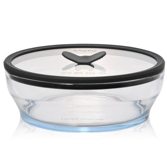 Anyday 7-Cup Glass Microwave Steamer for Vegetables – BPA-Free Glass Vegetable Steamer Bowl with Vented Lid, Healthy Microwave Cooking Container for Broccoli, Veggies, Meal Prep (Clear Black Sesame)