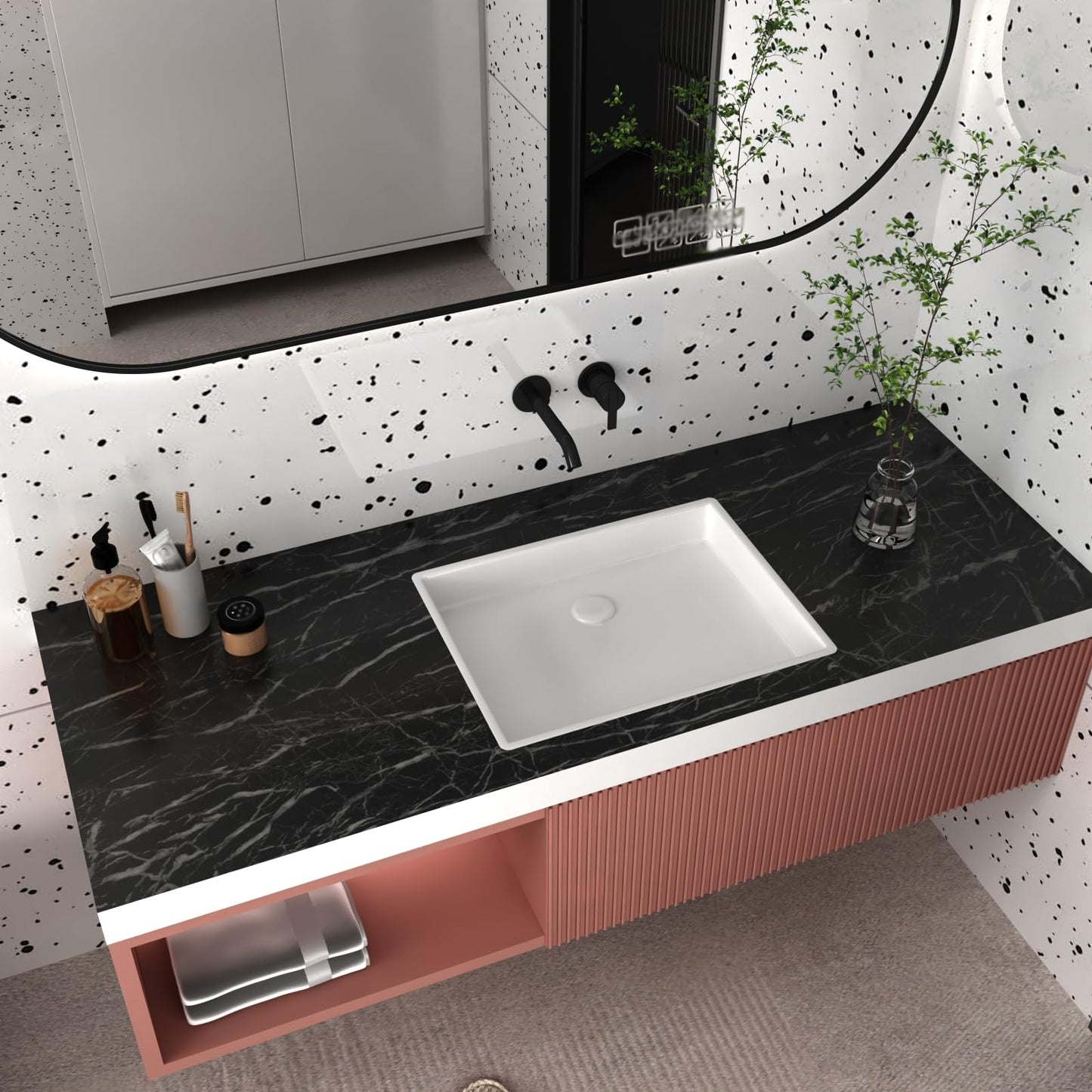 XRUIBZI Black Marble Wallpaper Peel and Stick 35.4'' x196'' Marble Contact Paper Countertop Peel and Stick Waterproof Black Self Adhesive Removable Wall Paper Cabinet Covering for Kitchen Home Décor