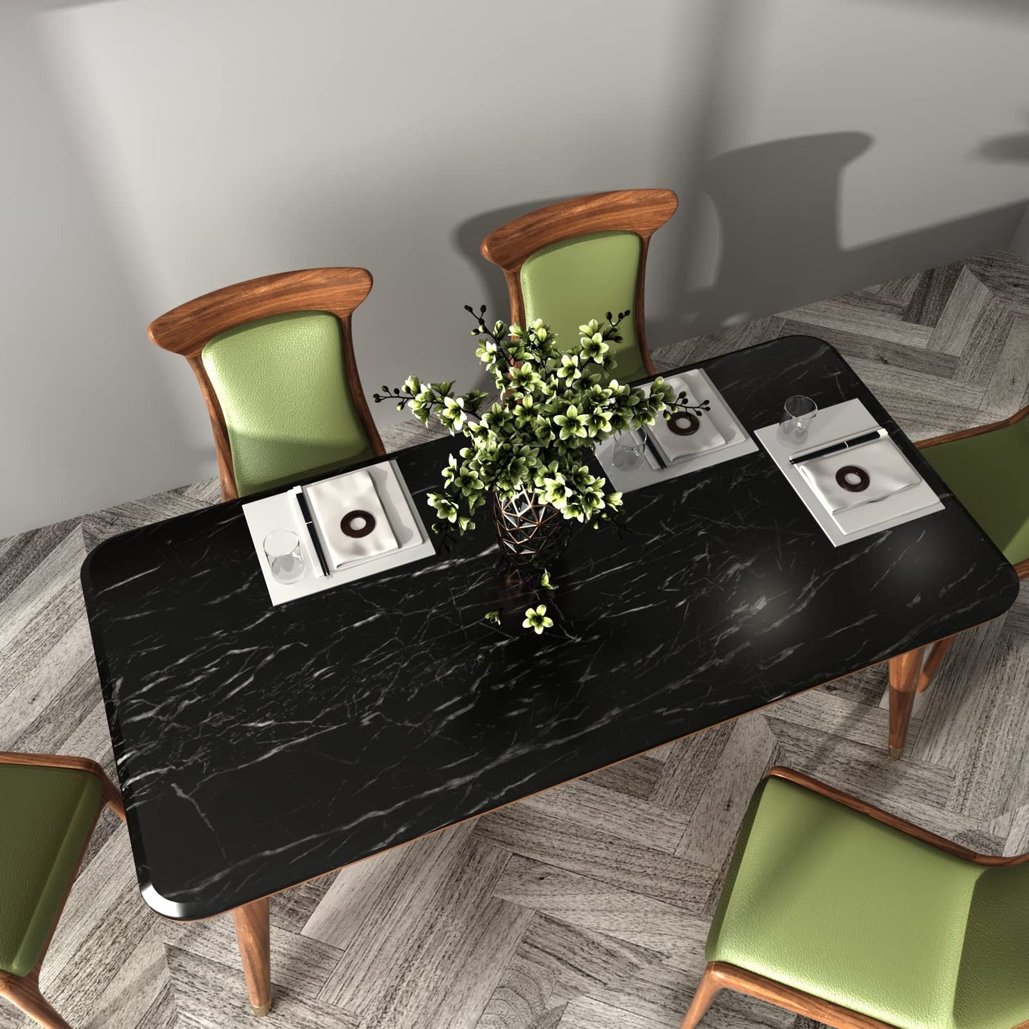 XRUIBZI Black Marble Wallpaper Peel and Stick 35.4'' x196'' Marble Contact Paper Countertop Peel and Stick Waterproof Black Self Adhesive Removable Wall Paper Cabinet Covering for Kitchen Home Décor