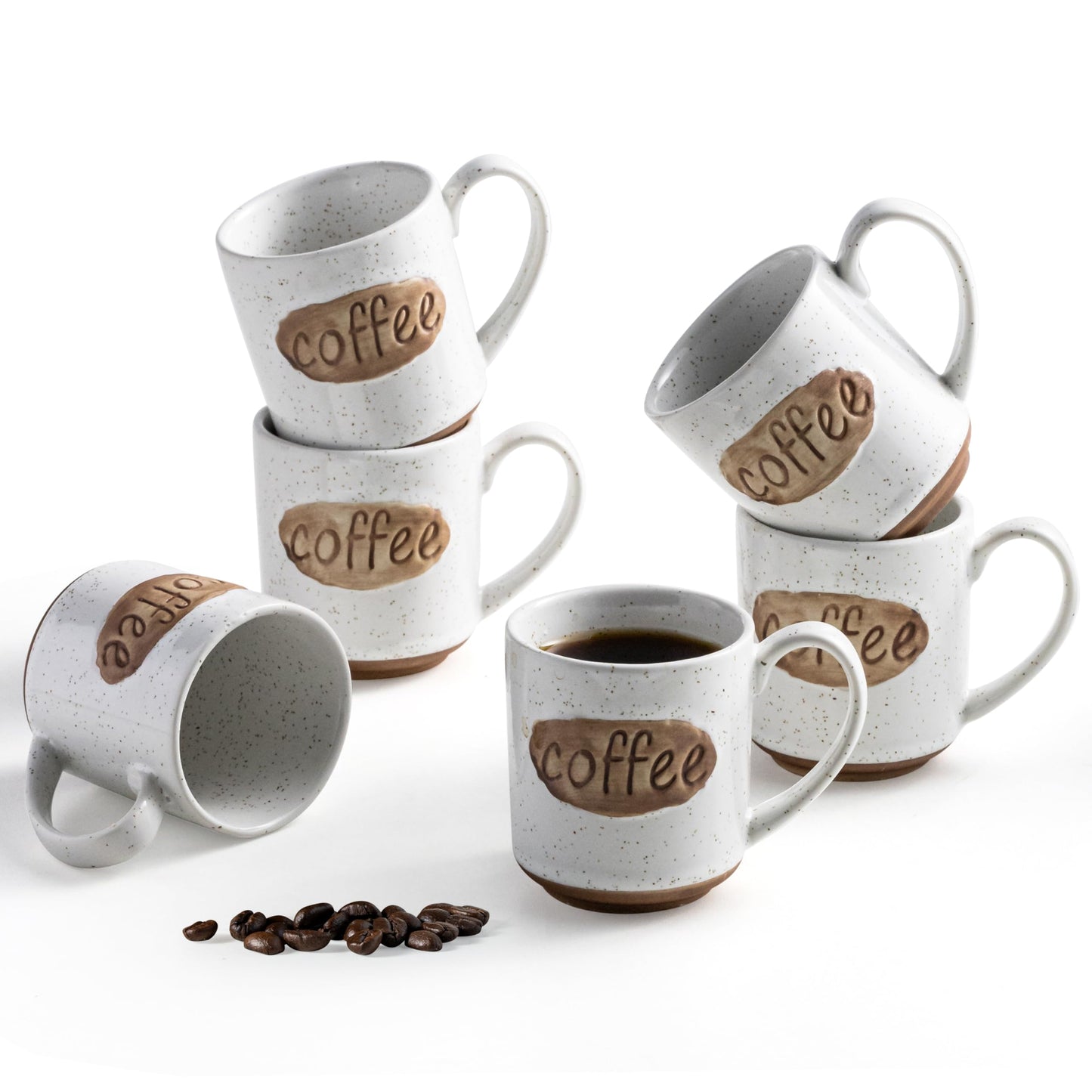 Coffee Cups, Tea Cup, Cute Mini Demitasse Cups Set of 6, Espresso Shot Cups, Coffee Cups Ceramic, Cute Coffee Mugs, Accessories for Coffee Bar, Fit Children, the Elderly, Birthday Party, White