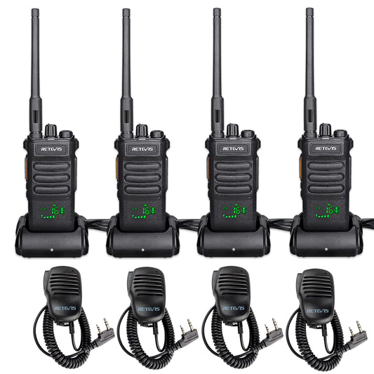 Retevis RT86 2 Way Radio Long Range,Professional Radio Walkie Talkies with Mic,Heavy Duty Two Way Radios,High Power, 2600mAh, Rechargeable Radios for Adults Warehouse Industrial Manufacturing(4 Pack)