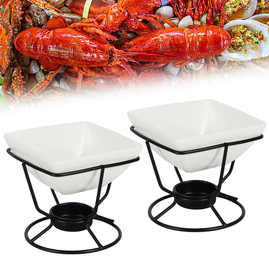 2 Pcs Butter Warmers for Seafood,Ceramic Butter Warmers for Chocolate or Cheese,Fondue Dishwasher Safe,Oven Safe,Microwave Safe