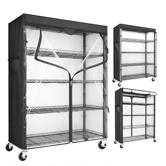 ZYSUOR Wire Shelving Unit with 600D Oxford Cover, 36" W x 18" D x 72" H, 5-Tier Heavy Duty Rolling Shelf Rack on Wheels for Garage, Basement & Warehouse