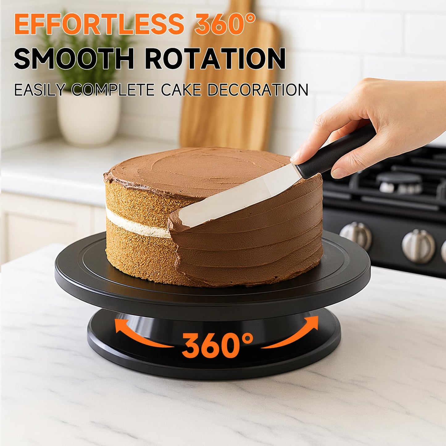 11 Inch Rotate Turntable, Revolving Cake Turntable, Cake Spinner Stand for Decorating, Display,Bakin (Black)