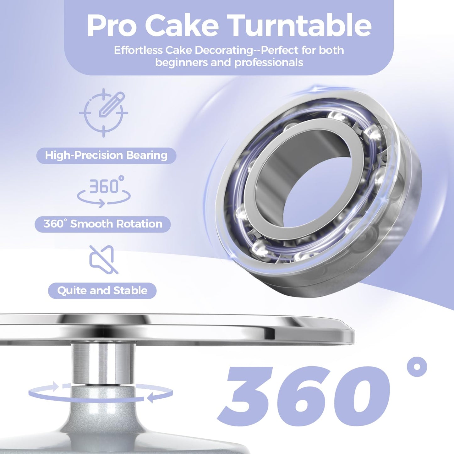 Ohuhu Cake Stand, Aluminium 12''Cake Turntable Decorating Bakery Supplies - BPA-Free Frosting Spinner Rotating Revolving Lazy Susan Perfect Mothers Day Gifts