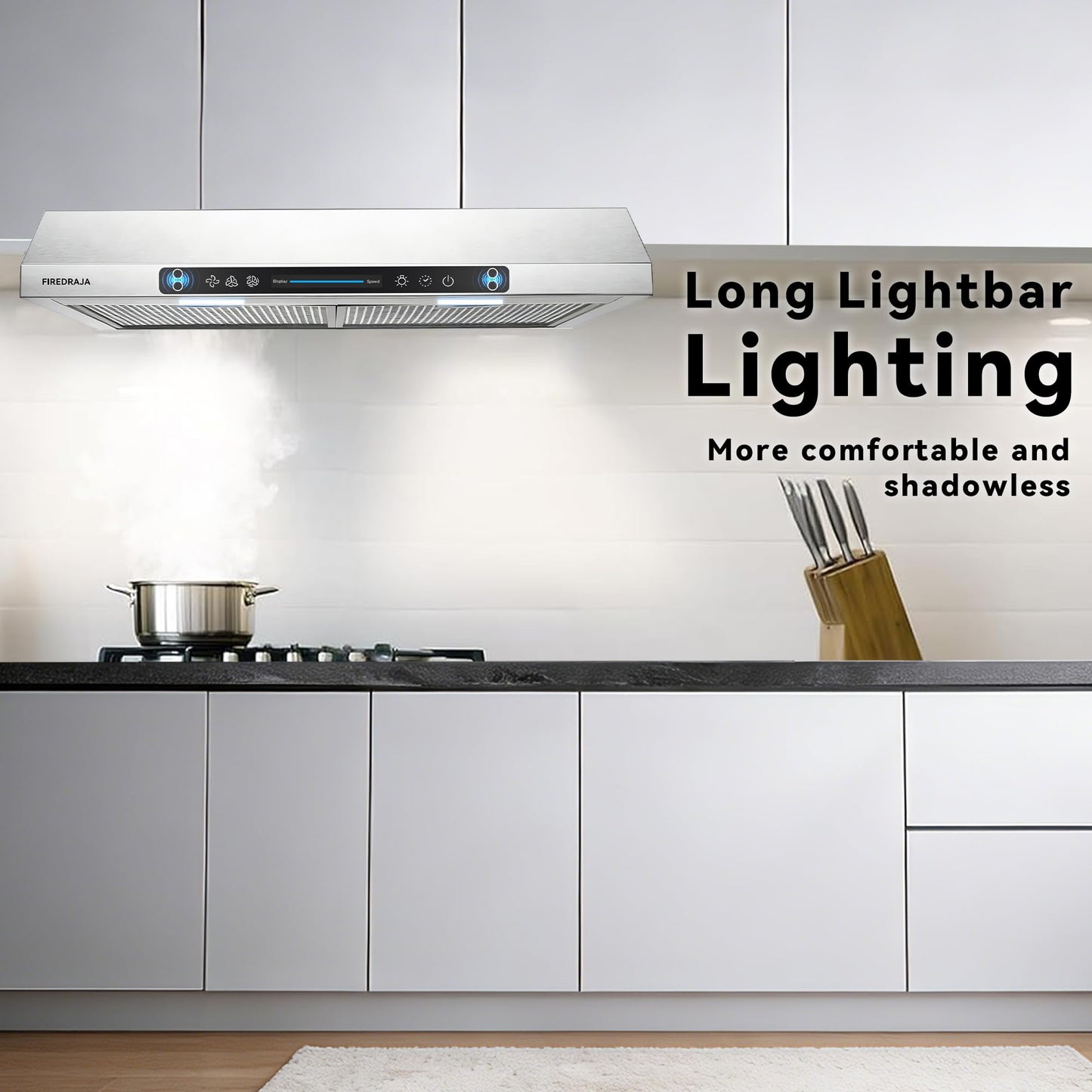 36 Inch Under Cabinet Range Hood, 700 CFM Kitchen Vent Hood with Touch & Gesture Control, 3-Speed Quiet Operation, Stainless Steel with LED Lights, Ducted/Ductless