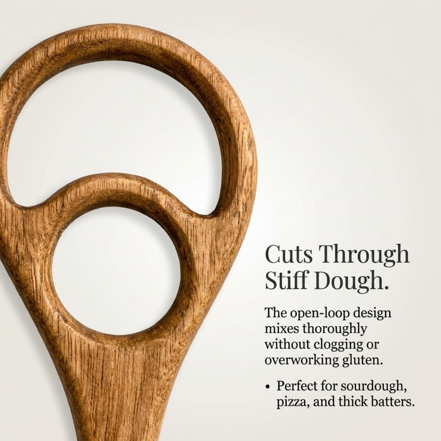 Large Danish Dough Whisk – 14.5" Wooden Dough Hook for Bread Mixing – Handmade Acacia Dough Whisk – Rustic Bread Making Tool for Sourdough & Stiff Doughs