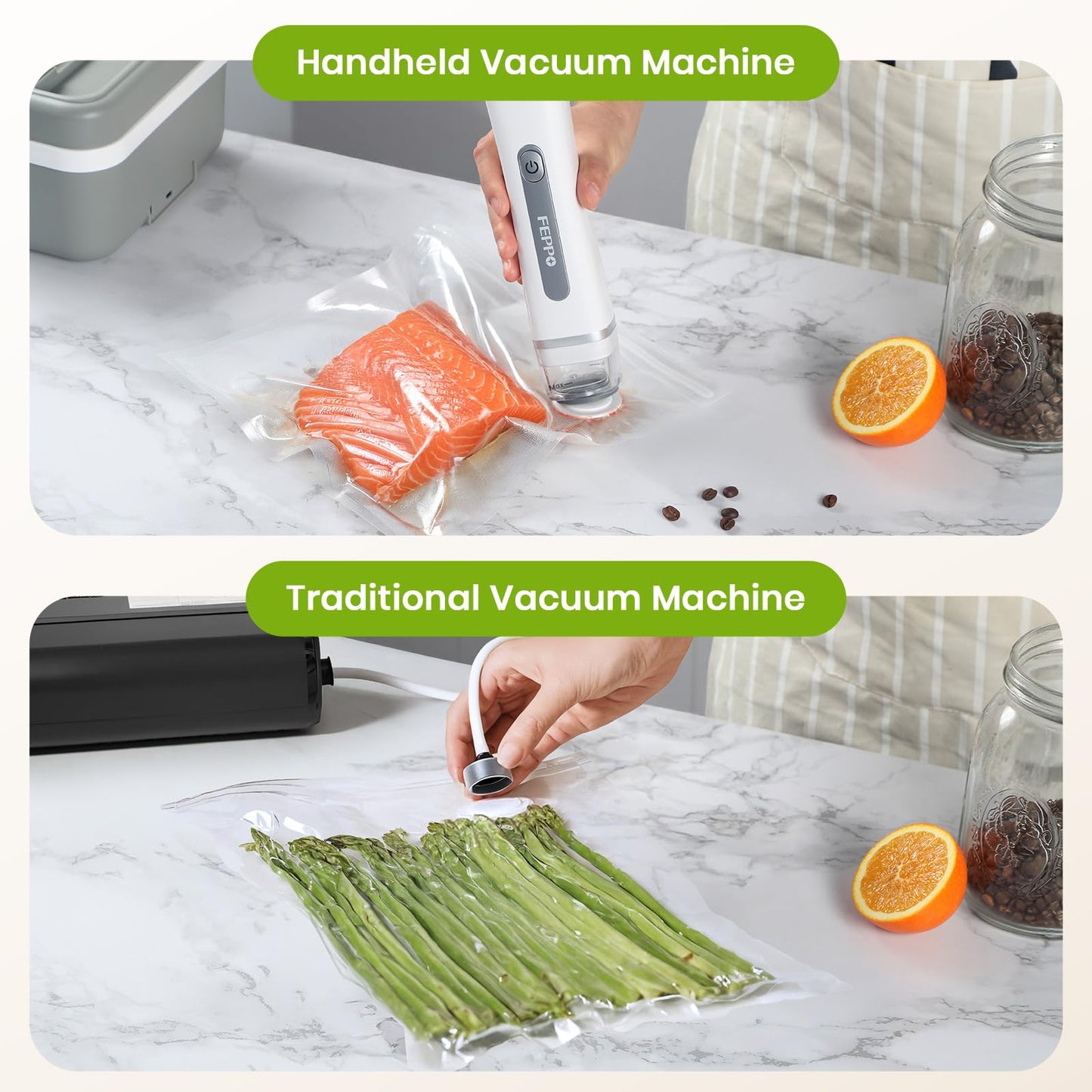 FEPPO Vacuum Sealer Bags for Food, 30 PCS 8.3"×8.7" Reusable Vacuum Seal Bags with Air Valve for Food Storage, Ideal for Freshness Preservation