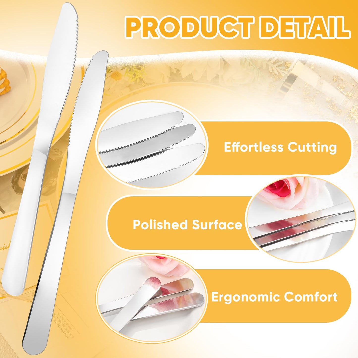 150 Pcs Dinner Knives Butter Knife Bulk 8.3 Inches Stainless Steel Knives Silverware Cutlery Knifes for Table Home Restaurant Kitchen