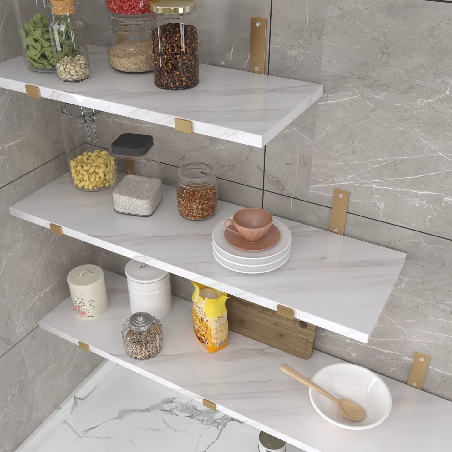 VIOPVERY White Marble Peel and Stick Wallpaper 35" x 197", Waterproof Removable Marble Countertop Contact Paper Vinyl Covering for Countertops Kitchen Bathroom Cabinet Desk Backsplash Tile