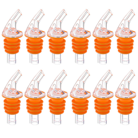 Quzzil 1 Dozen Pour Spout Large Amber Cork Pour Spout Bottle Speed Pourers Fits 750ml, 1l, 1.75l Bottles, for Liquors, Bartending Tool(Orange)