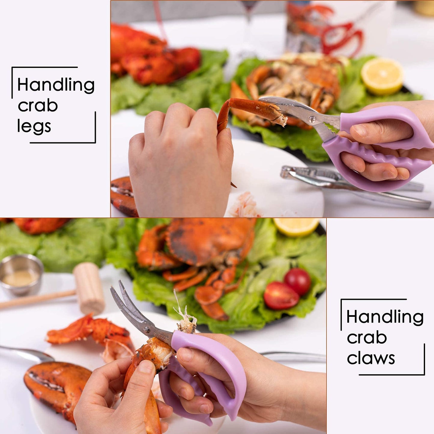 Crab Crackers and Seafood Forks Set - 12 Piece Stainless Steel Crab Leg Crackers with Picks for Lobster and Shellfish
