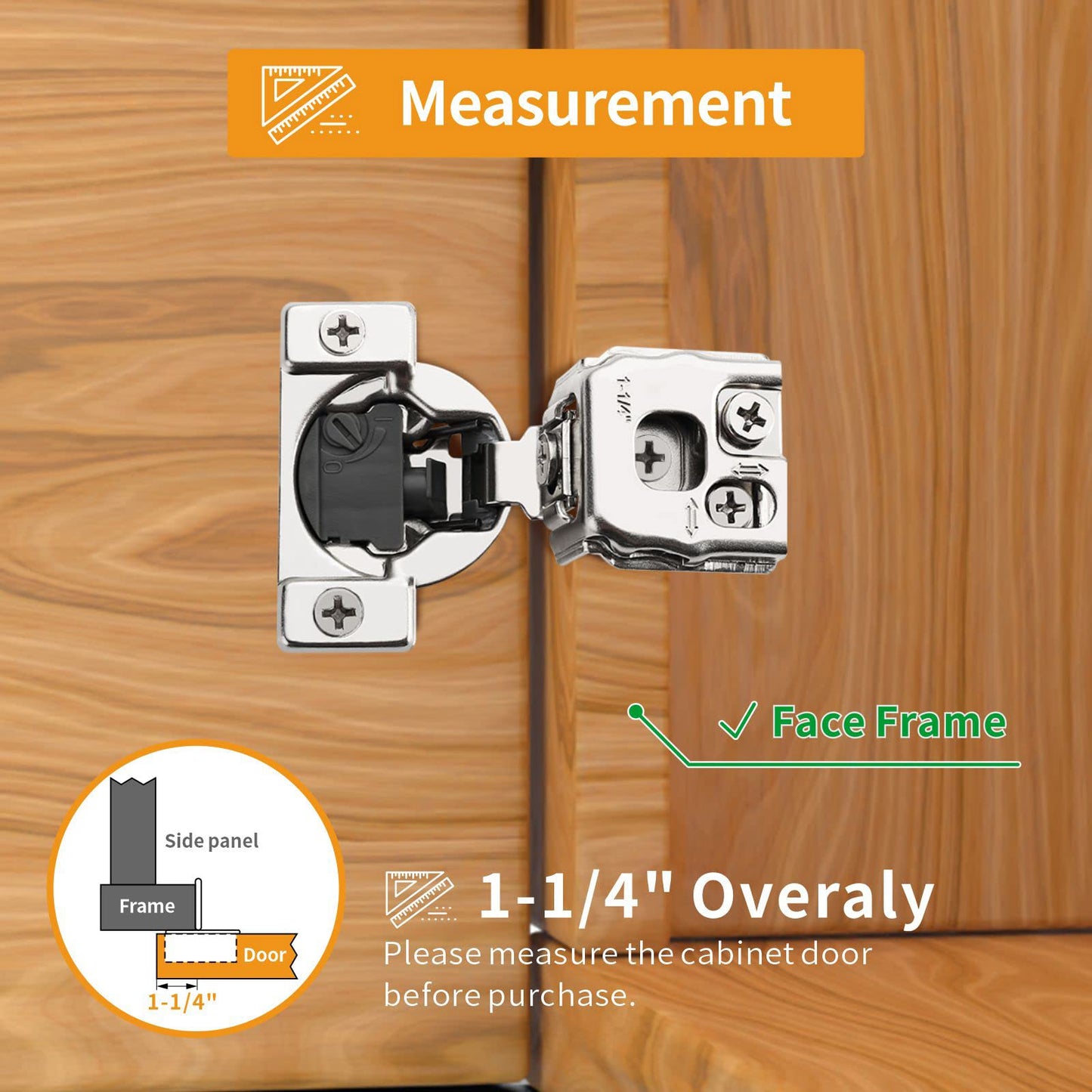 Chibery 10 Pack 1-1/4" 4D Overlay Soft Close Concealed Hinges for Face Frame Door, Control Closing Speed, Smooth Slow Self Close Hinges, Satin Nickel, 105° Open Angle Stainless Steel Cabinet Hinges