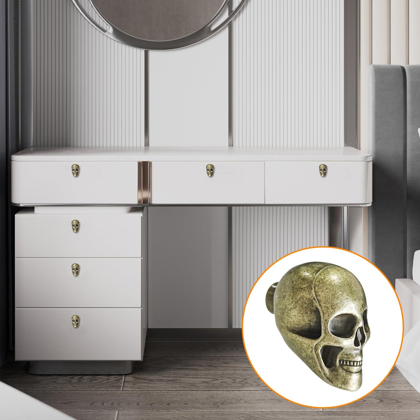 BAMI-LEE House Vintage Skull Cabinet Knob,4 Piece Furniture Cabinet Handle for Kitchen Dresser Cupboard Wardrobe with Screws (Bronze)