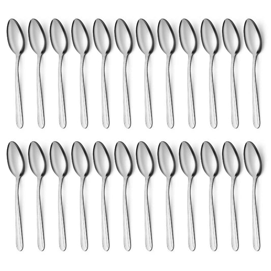 BEWOS 24 Pieces Teaspoons, 6.2 Inches Stainless Steel Teaspoons Silverware, Spoon Silverware, Coffee Spoons, Small Spoon, Mirror Polished, Dishwasher Safe, Silver Spoons For Home, Restaurant