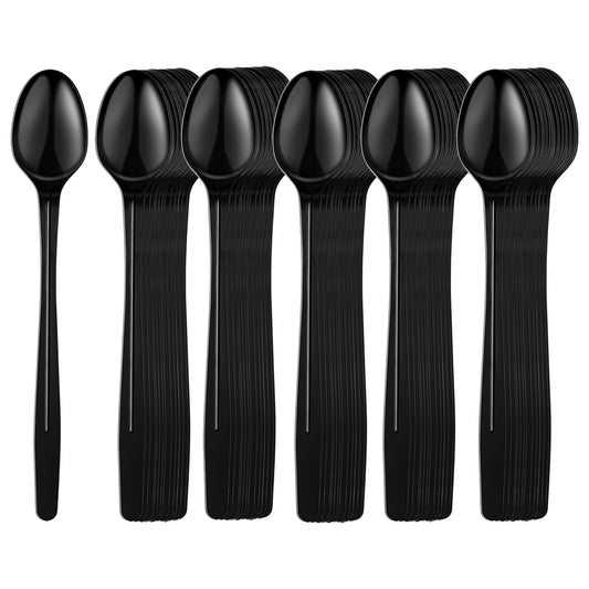 HMDZMR Plastic Spoons, 9" Long Handle Spoon, Sturdy Ice Cream Spoons, Disposable Spoons for Cocktail Stirring Dessert Milkshakes Ice Cream (192 Pack)