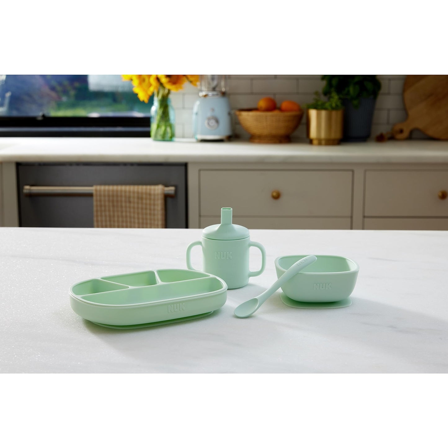 NUK Silicone Baby Spoons, Durable Silicone Material, Easy to Hold & Feed, Dishwasher-Safe, BPA-Free, Pack of 3