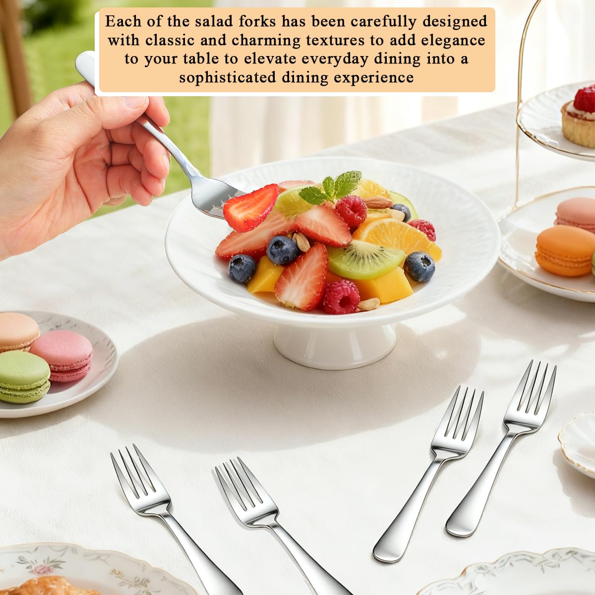 Dessert Forks Set of 24, Stainless Steel 5.5“ Cake Fork for Cocktail, Dessert, Cake, Tea, Fruit, Cheese, Appetizer Small Forks for Party, Hotel, Restaurant, Cafes