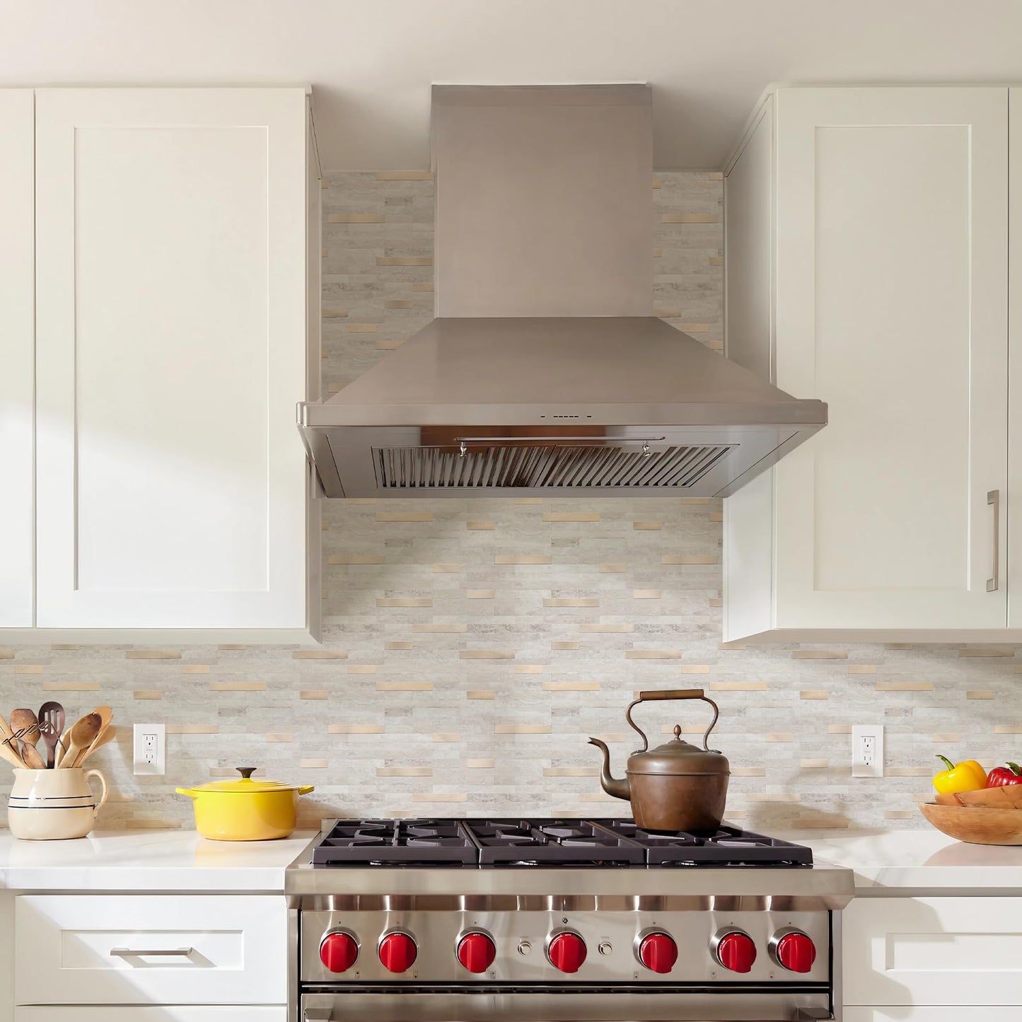 STICKGOO Peel and Stick Backsplash, PVC Wall Tiles Stick on Backsplash for Kitchen(10 Sheets, Beige with Metal Gold)