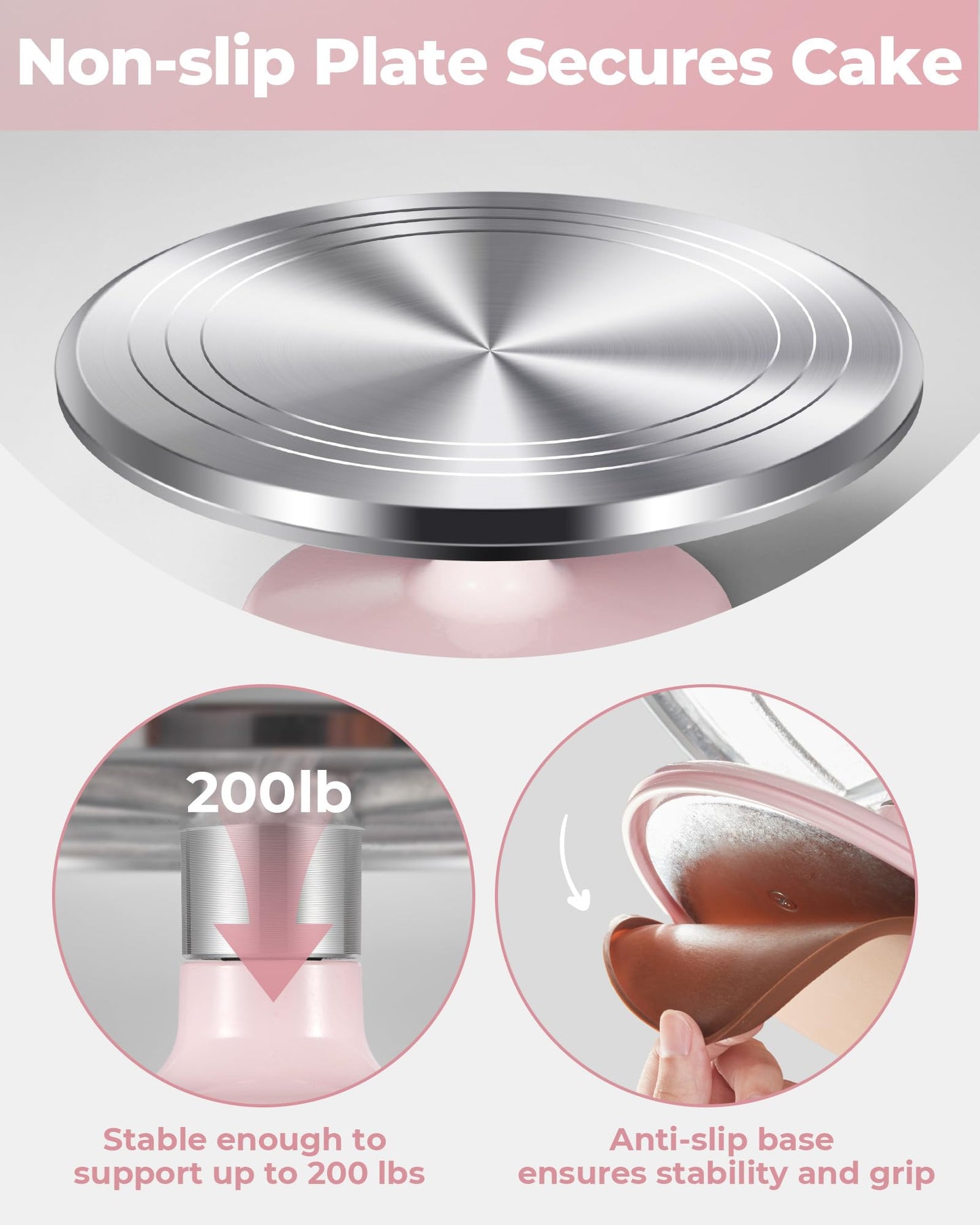 Kootek Aluminium Alloy Revolving Cake Stand 12 Inch Rotating Cake Turntable for Cake, Cupcake Decorating Supplies for Mother's Day