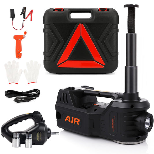 STANDTALL Electric Car Jack Kit 5 Ton 12V Hydraulic Floor Jack with Impact Wrench and Tire Inflator Pump Lift Jack with LED Light for SUV Sedan Truck Road Emergency Tire Change