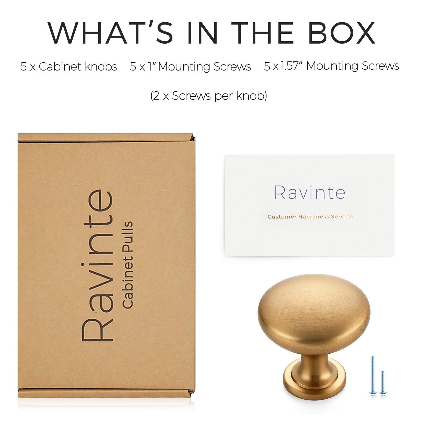 Ravinte 5 Pack Champagne Bronze Round Zinc Cabinet Knobs for Kitchen Bathroom Closet Dresser Cabinets