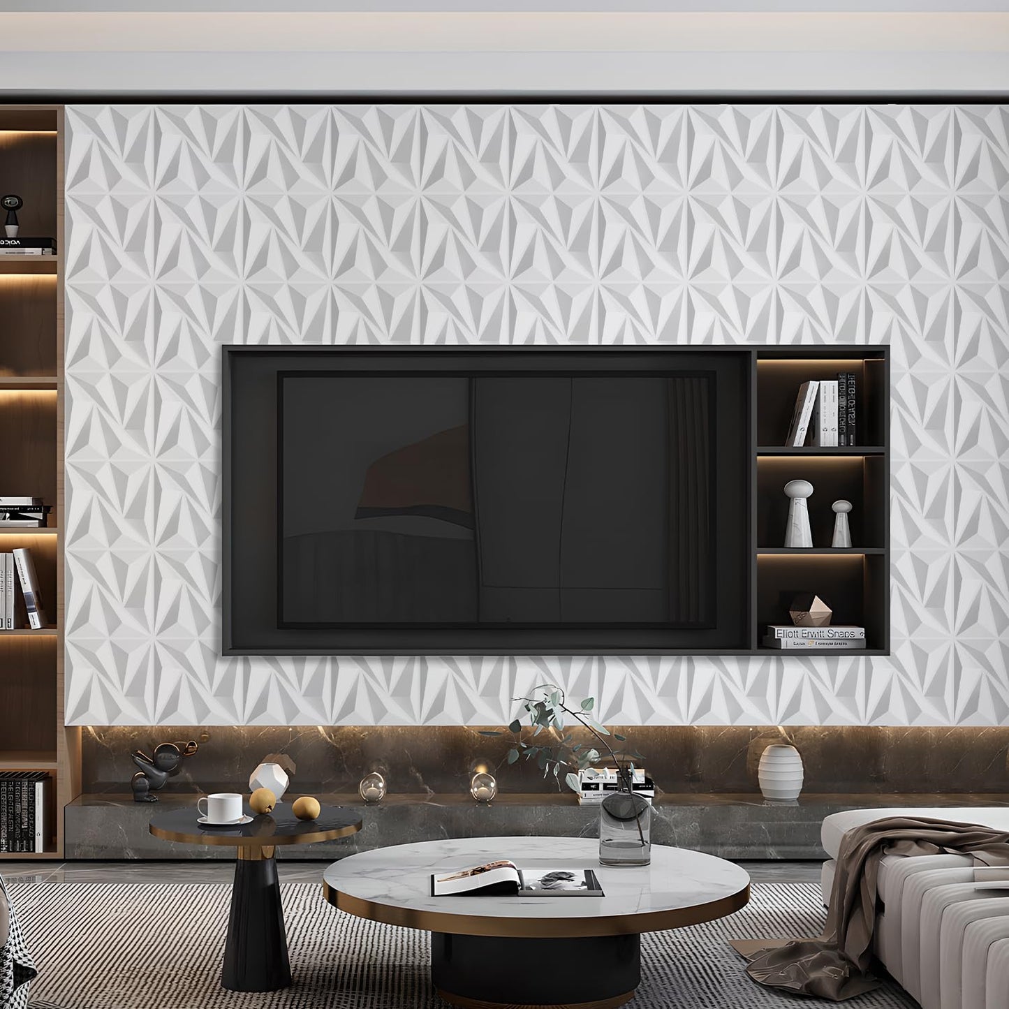 STICKGOO 33 Pack 3D Wall Panels for Interior Wall Decor, 12''x12'' PVC Textured Panels, White Accent Wall Panles for Living Room, Bedroom, TV Background