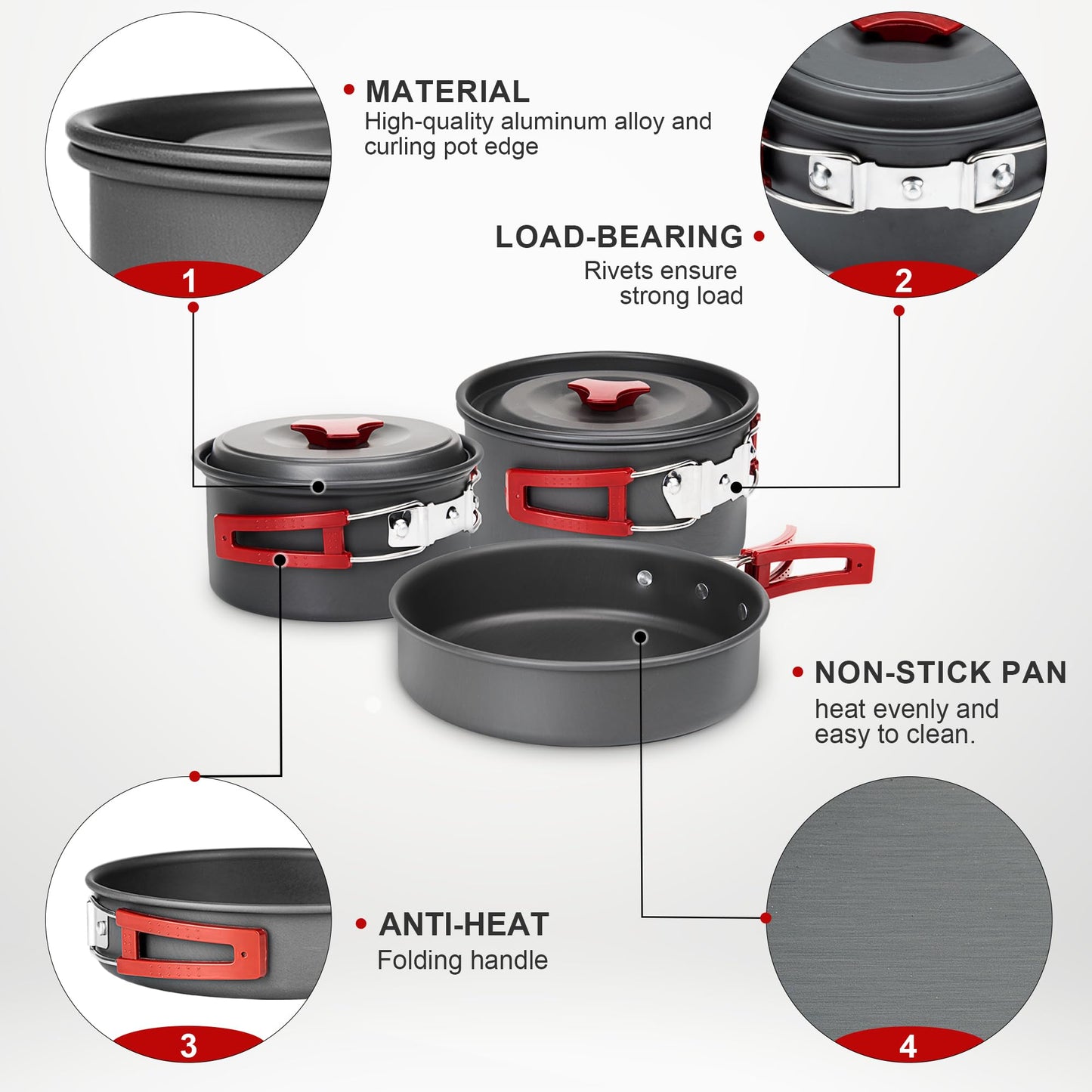 Alocs 13pcs Camping Cookware, Portable Camping Essentials with Accessories, Camping Gear Camping Cooking Set for Outdoor Cooking, Backpacking, Hiking and Picnic