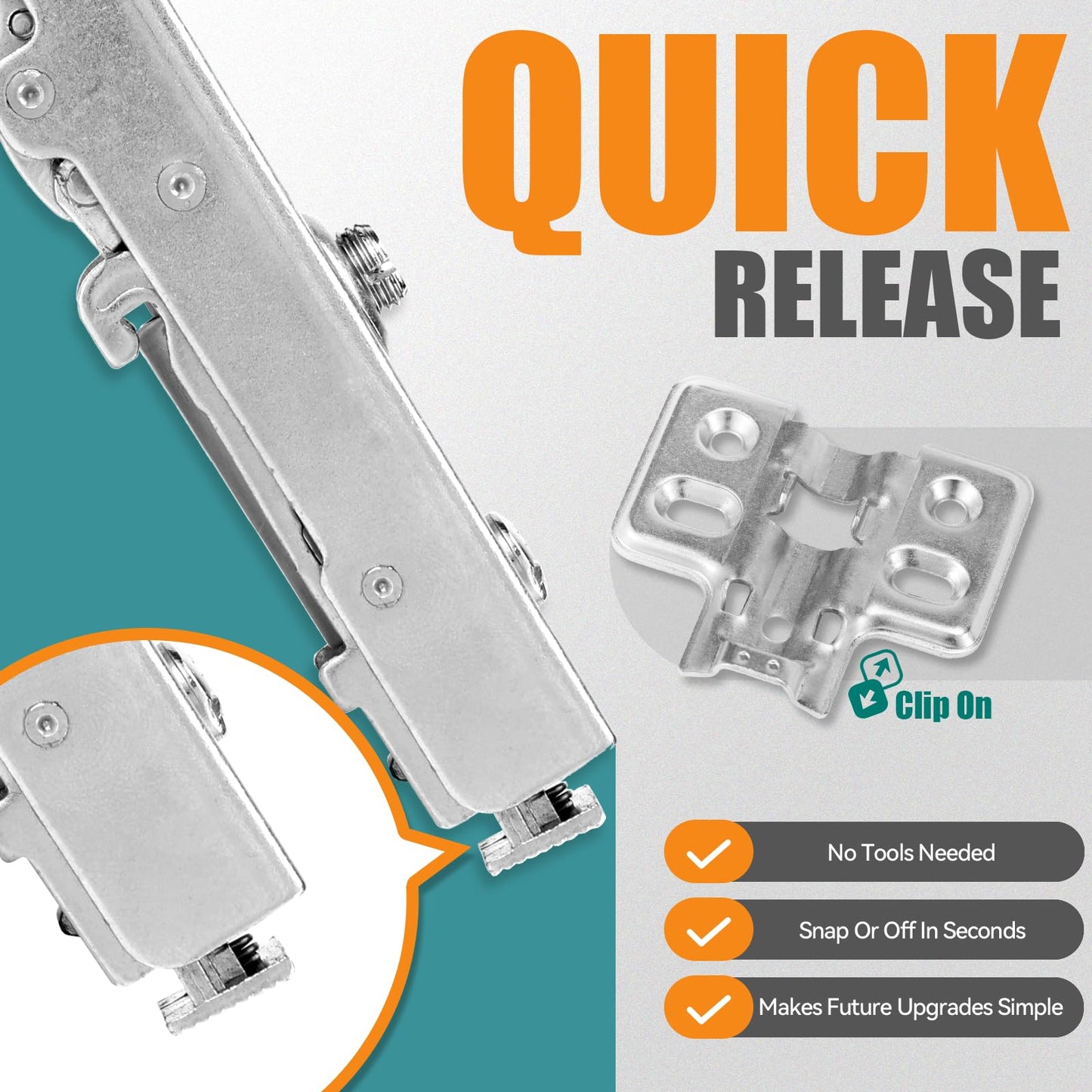 HBL' 50 Pack Soft Close Cabinet Hinges European Kitchen Cabinet Hinges for Frameless Cabinet Door, 35MM Quick Release Cup Hinges, 110° Full Overlay, 3D Adjustable and Slow Close Hinges