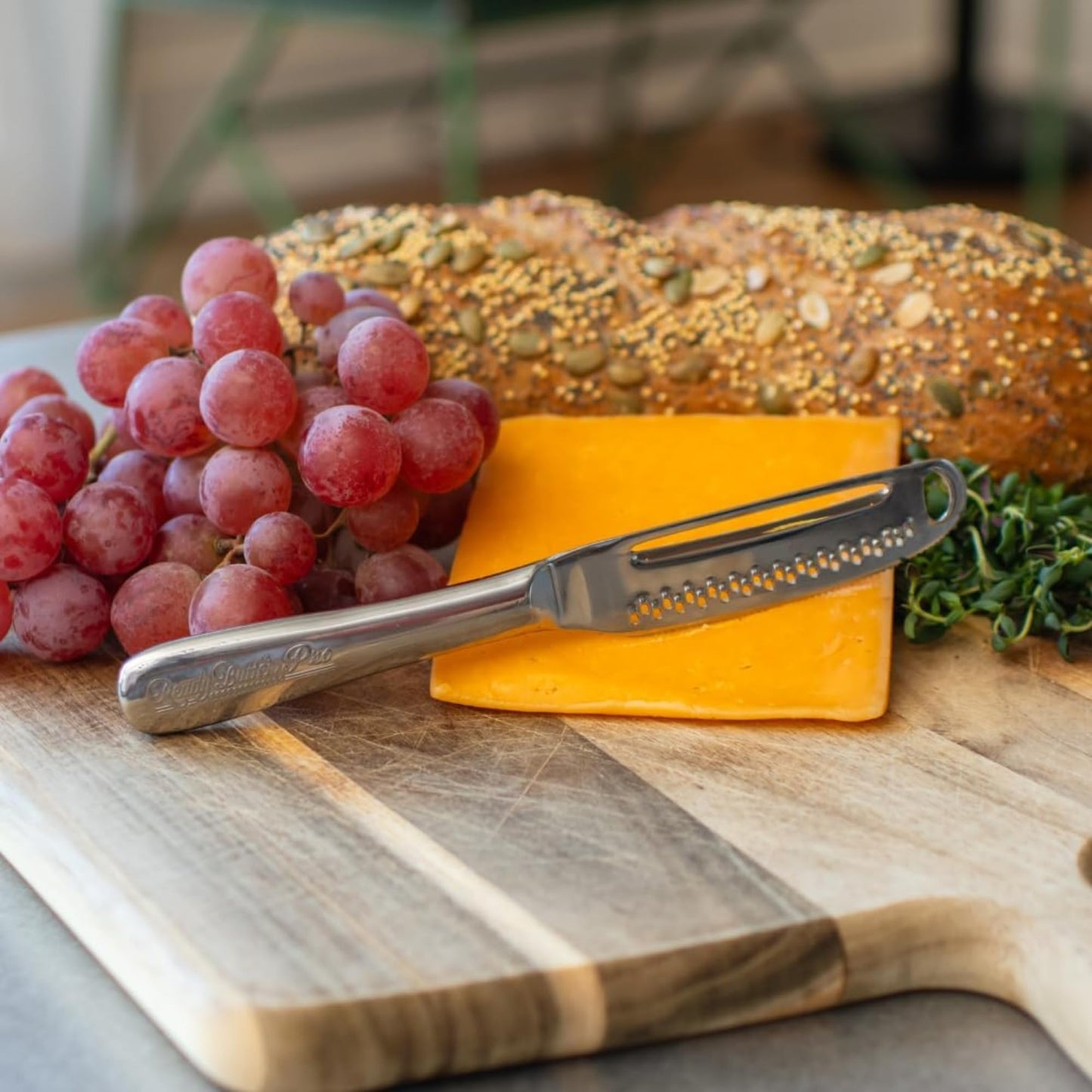 Houseify READY BUTTER PRO 3-in-1 Butter Knife - Stainless Steel Serrated Knife With Holes in Blade - Cold Butter Spreader, Curler & Micro Grater - Dishwasher Safe