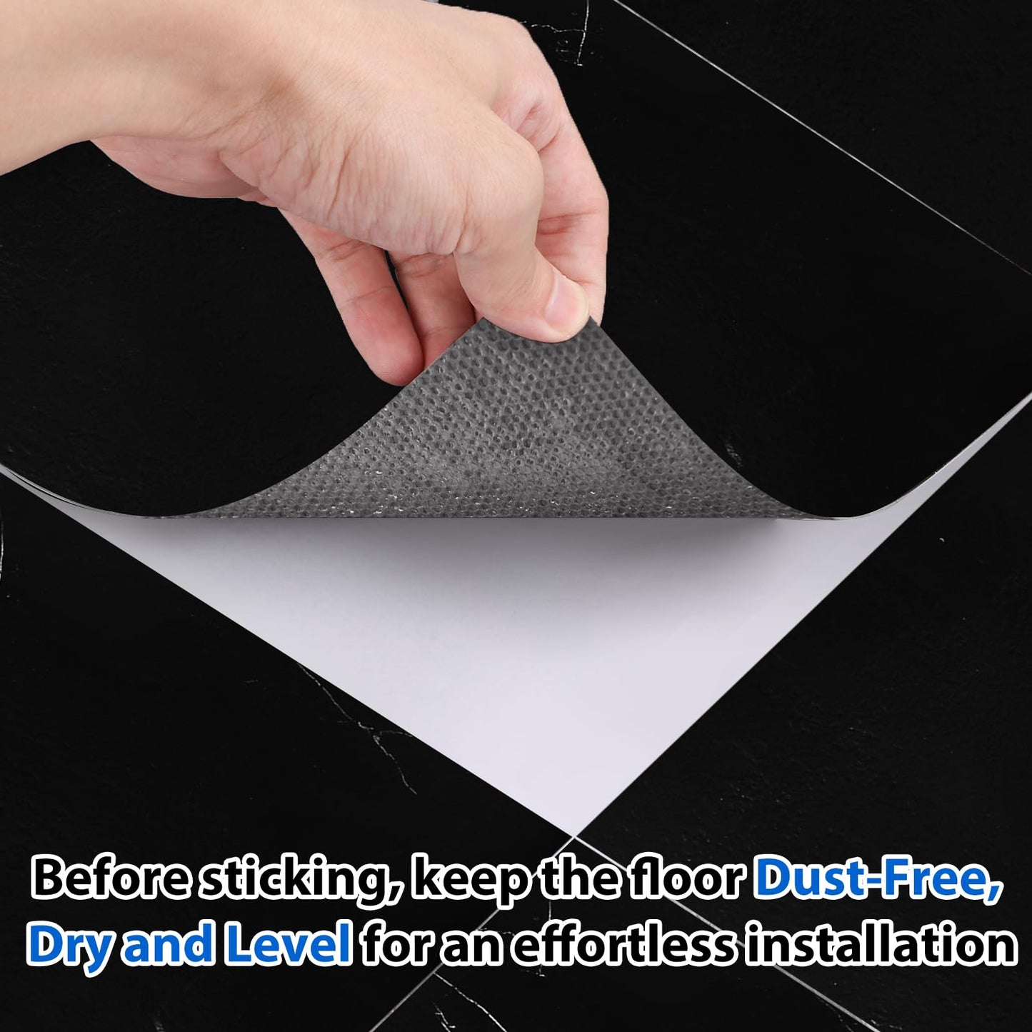 AKOLAFE 40 Sheet Vinyl Flooring 12 x 12 Inch Peel and Stick Floor Tile Waterproof Black Marble Vinyl Floor Tiles Clearance Self Adhesive Floor Tiles Sticky Laminate Flooring Stick on Bathroom Kitchen