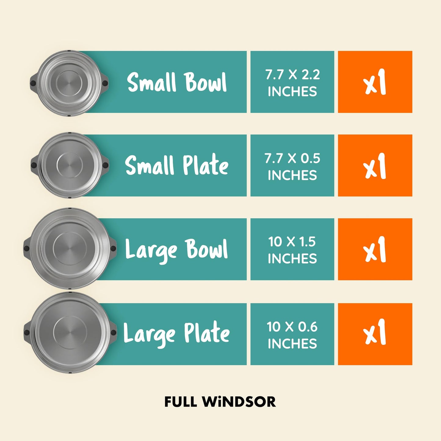 FULL WiNDSOR - MAGWARE - Magnetic Plates and Bowls Sets, Camping Tableware, Stainless Steel Mess Kit, Portable Dinnerware, Camping Bowl Set for Outdoor Dining, Backpacking, Picnic, Rv, Outdoor Travel
