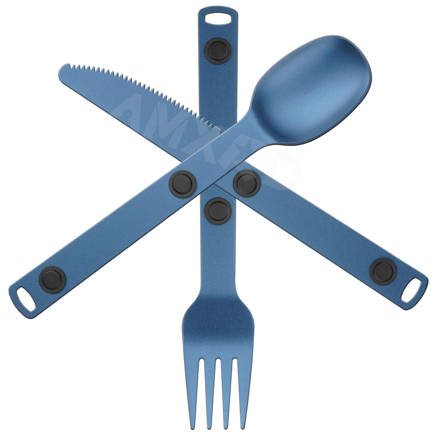 Magnetic Camping Utensils Set, Portable & Reusable Metal Travel Flatware, Camping Cutlery Set, Knife, Fork & Spoon, 3-PACK, Blue
