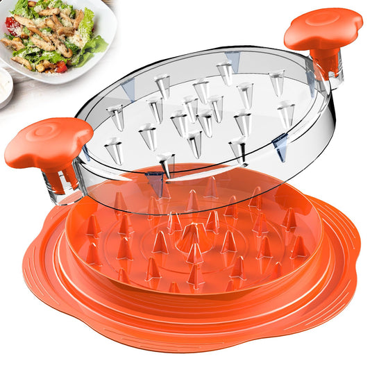 SURETIVIAN Chicken Shredder Tool Twist Large Chicken Breast Shredder with Brush&Fork, Visible Meat Shredder Machine, Anti-Slip Strip, Ergonomic Handle, BPA Free, Suitable for Pork Beef Chicken(Orange)