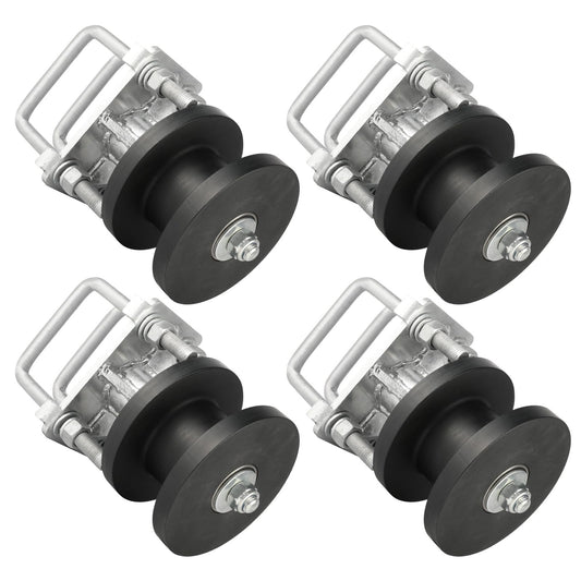 Wmebee 4 Pack Nylon Cantilever Rollers 2" Gate Frames, 4" Square Post Chain Link Fence Parts, Cantilevered Rail Fence Gate Kit