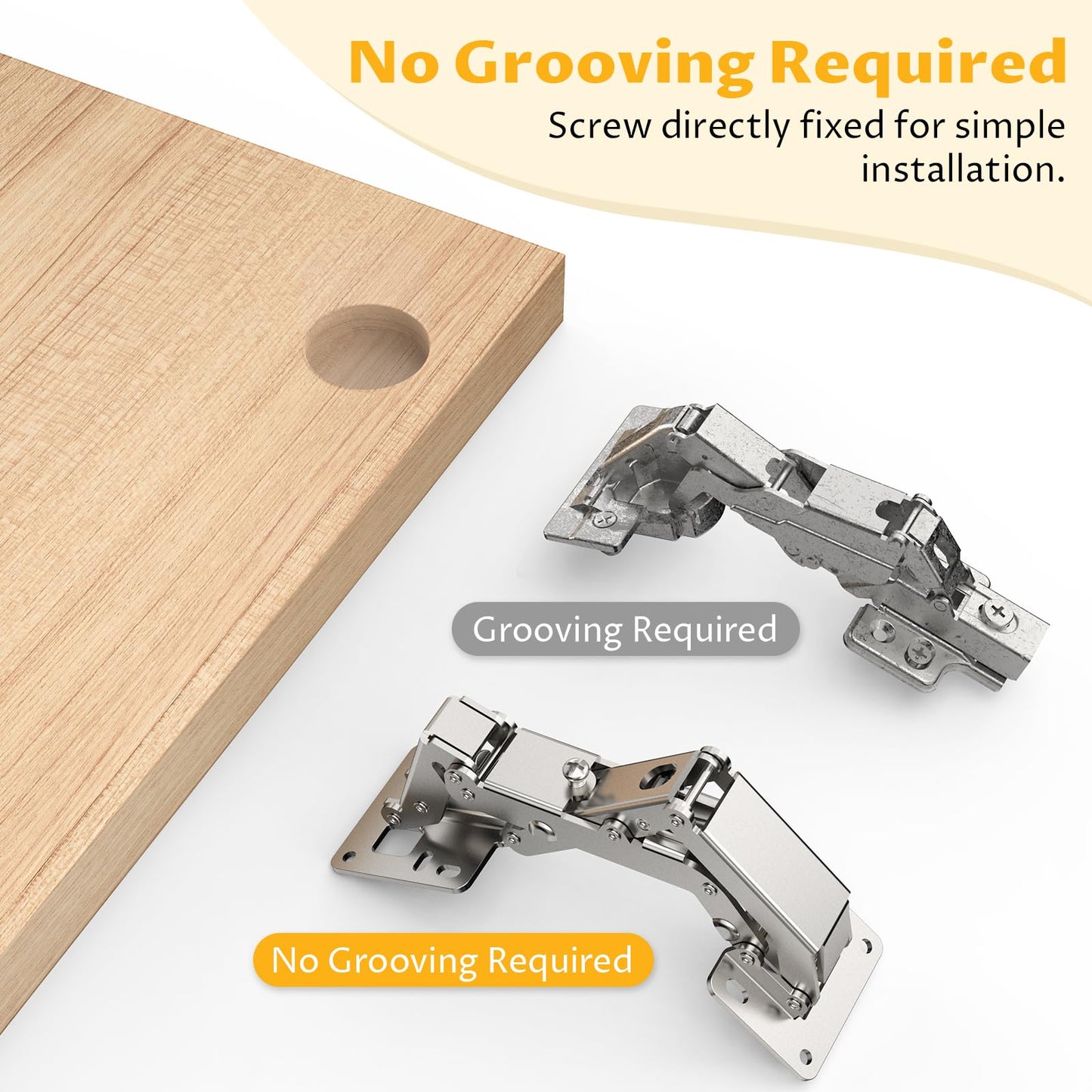 Chibery 4 Pack 170 Degree Soft Close Cabinet Hinges, Slow Smooth Hidden Frameless Lazy Susan Hinge, Concealed Hardware Surface Mount, Lid Support Trap Door, Self Closing for Corner, Kitchen Cupboard